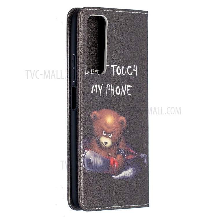 Auto-absorbed Stylish Patterned PU Leather Stand Case for Huawei P smart 2021/Y7a - Bear-3