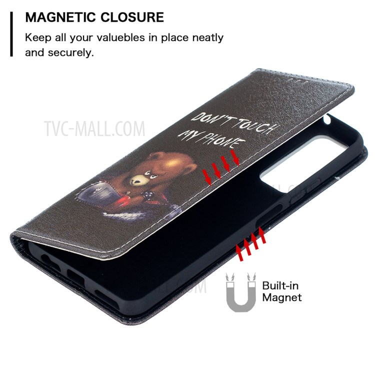 Auto-absorbed Stylish Patterned PU Leather Stand Case for Huawei P smart 2021/Y7a - Bear-6