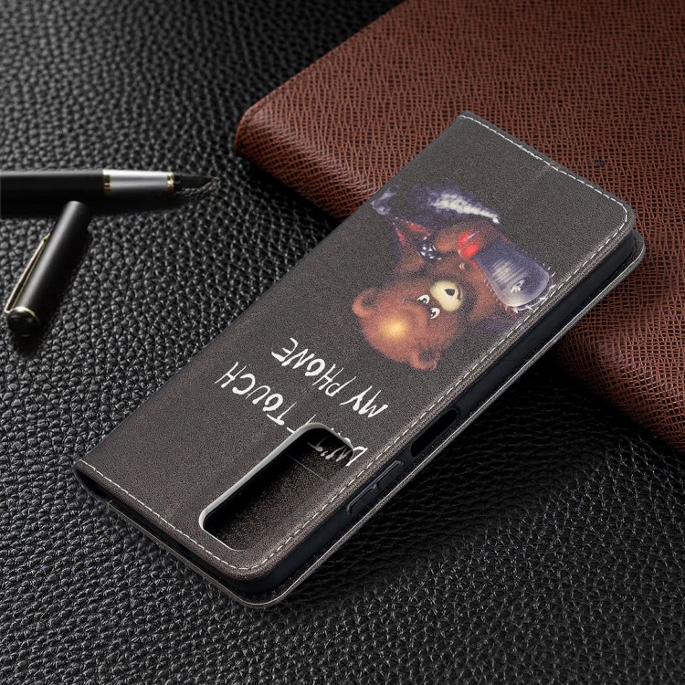 Auto-absorbed Stylish Patterned PU Leather Stand Case for Huawei P smart 2021/Y7a - Bear-9