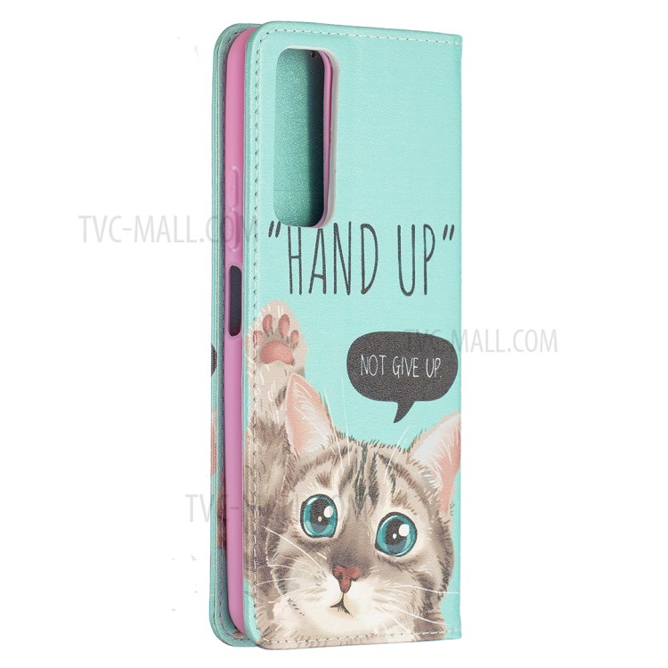 Auto-absorbed Stylish Patterned PU Leather Stand Case for Huawei P smart 2021/Y7a - Cat-3