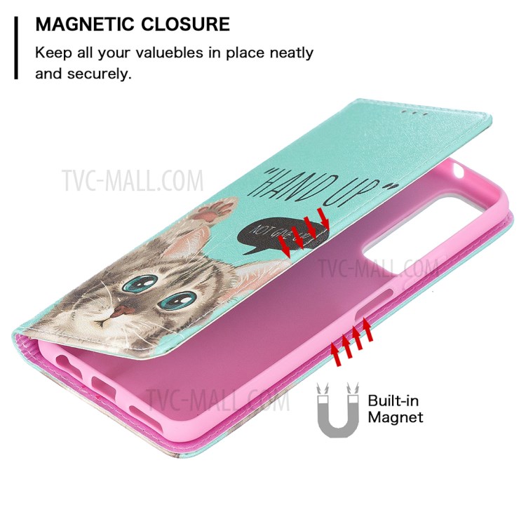 Auto-absorbed Stylish Patterned PU Leather Stand Case for Huawei P smart 2021/Y7a - Cat-6