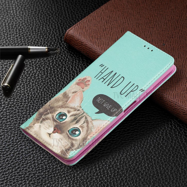 Auto-absorbed Stylish Patterned PU Leather Stand Case for Huawei P smart 2021/Y7a - Cat-8