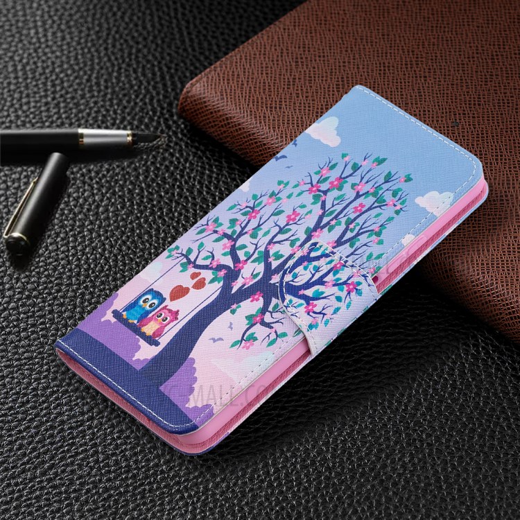 Pattern Printing Wallet Stand Flip Leather Phone Protective Shell for Huawei P smart 2021/Y7a - Owl On The Tree-7