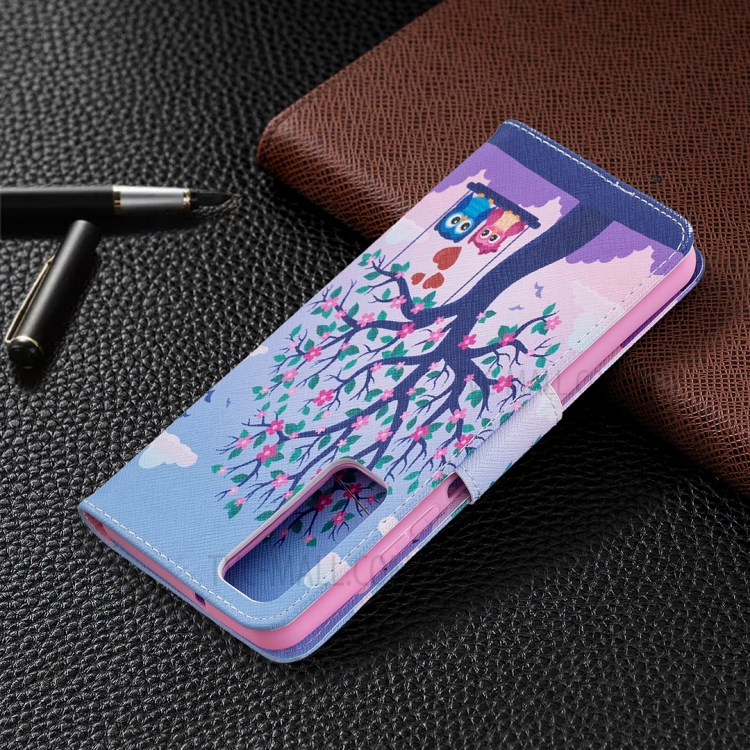 Pattern Printing Wallet Stand Flip Leather Phone Protective Shell for Huawei P smart 2021/Y7a - Owl On The Tree-8