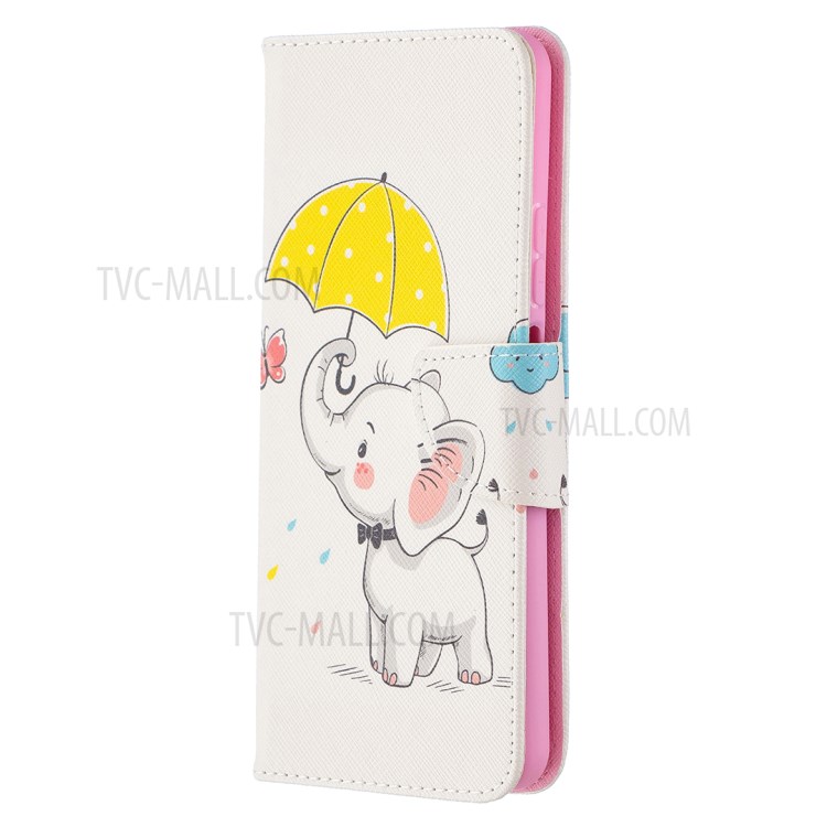 Pattern Printing Wallet Stand Flip Leather Phone Protective Shell for Huawei P smart 2021/Y7a - Elephant and Umbrella-2