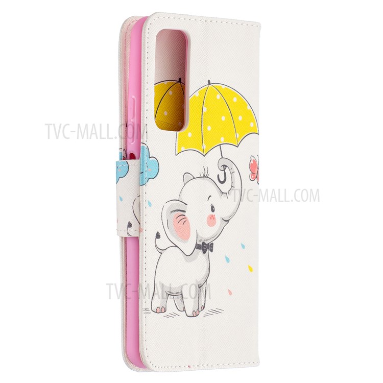 Pattern Printing Wallet Stand Flip Leather Phone Protective Shell for Huawei P smart 2021/Y7a - Elephant and Umbrella-3