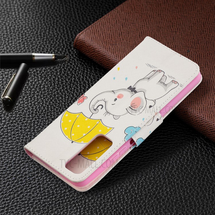 Pattern Printing Wallet Stand Flip Leather Phone Protective Shell for Huawei P smart 2021/Y7a - Elephant and Umbrella-8