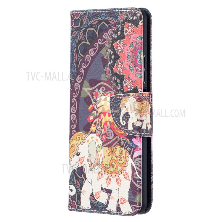 Pattern Printing Wallet Stand Flip Leather Phone Protective Shell for Huawei P smart 2021/Y7a - Elephant and Flower-2