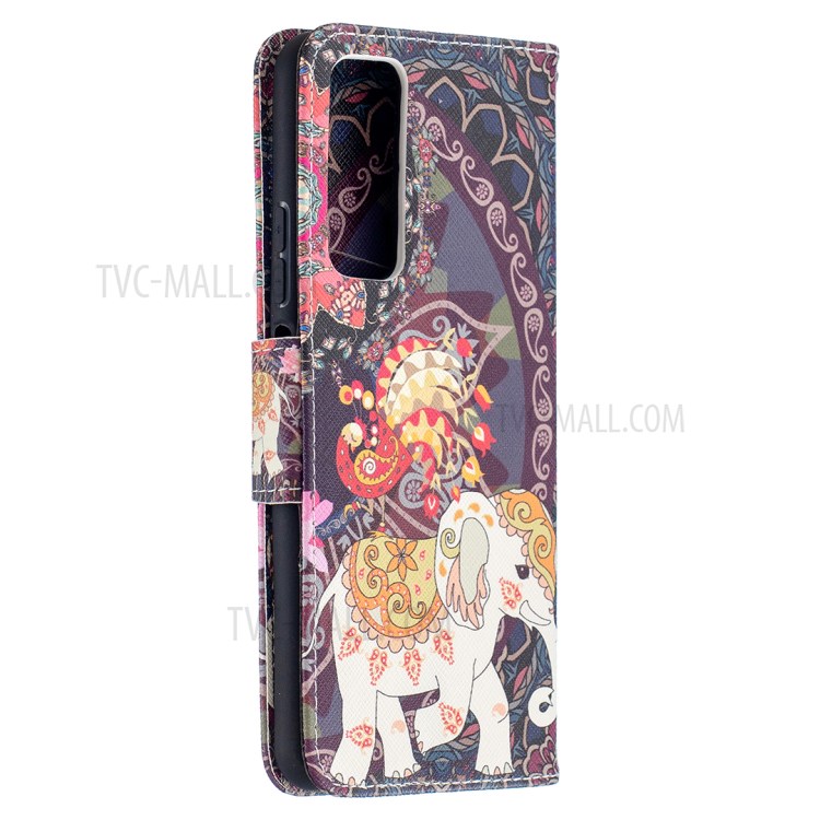 Pattern Printing Wallet Stand Flip Leather Phone Protective Shell for Huawei P smart 2021/Y7a - Elephant and Flower-3