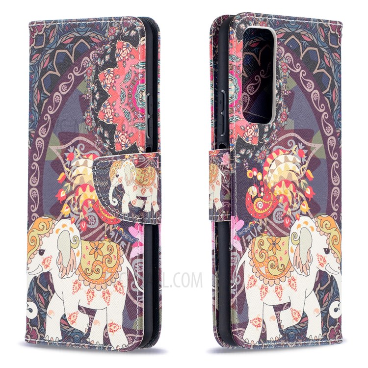 Pattern Printing Wallet Stand Flip Leather Phone Protective Shell for Huawei P smart 2021/Y7a - Elephant and Flower-4