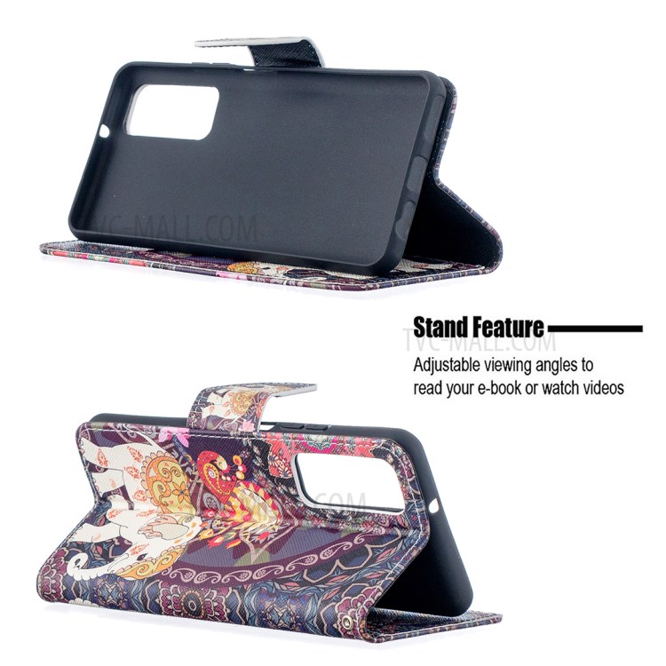 Pattern Printing Wallet Stand Flip Leather Phone Protective Shell for Huawei P smart 2021/Y7a - Elephant and Flower-5