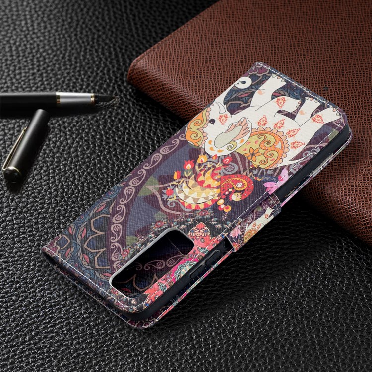Pattern Printing Wallet Stand Flip Leather Phone Protective Shell for Huawei P smart 2021/Y7a - Elephant and Flower-8