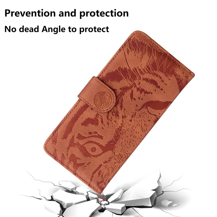 Imprinted Tiger Pattern Stand Wallet Case Leather Cover for Huawei P Smart 2021 / Huawei Y7a - Brown-3
