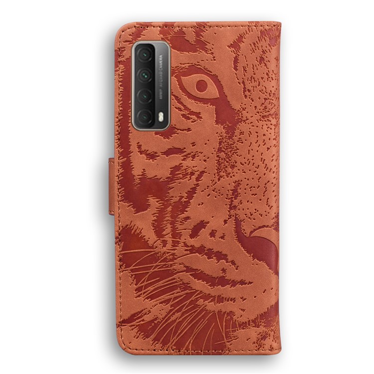 Imprinted Tiger Pattern Stand Wallet Case Leather Cover for Huawei P Smart 2021 / Huawei Y7a - Brown-6