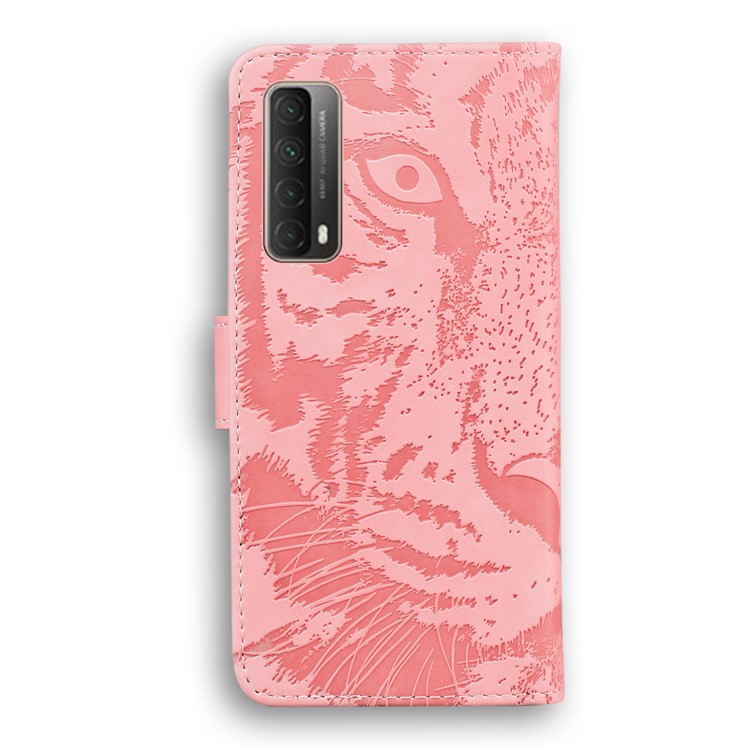 Imprinted Tiger Pattern Stand Wallet Case Leather Cover for Huawei P Smart 2021 / Huawei Y7a - Pink-6