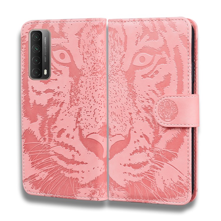 Imprinted Tiger Pattern Stand Wallet Case Leather Cover for Huawei P Smart 2021 / Huawei Y7a - Pink-7