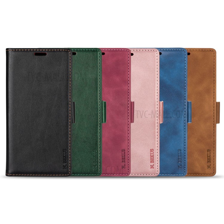 N.BEKUS for Huawei P smart 2021/Y7a PU Leather Wallet Phone Stand Case - Black-9