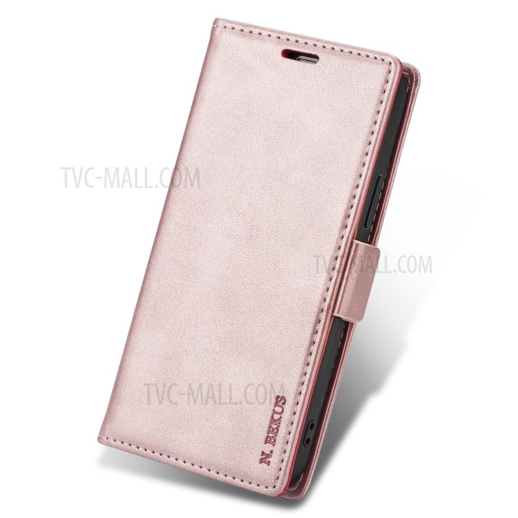 N.BEKUS for Huawei P smart 2021/Y7a PU Leather Wallet Phone Stand Case - Rose Gold-5