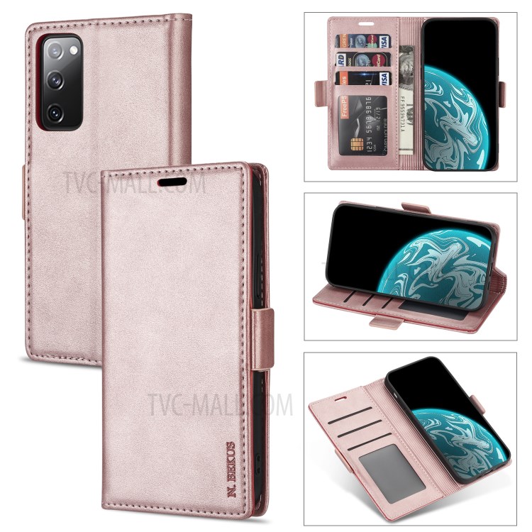 N.BEKUS for Huawei P smart 2021/Y7a PU Leather Wallet Phone Stand Case - Rose Gold-9