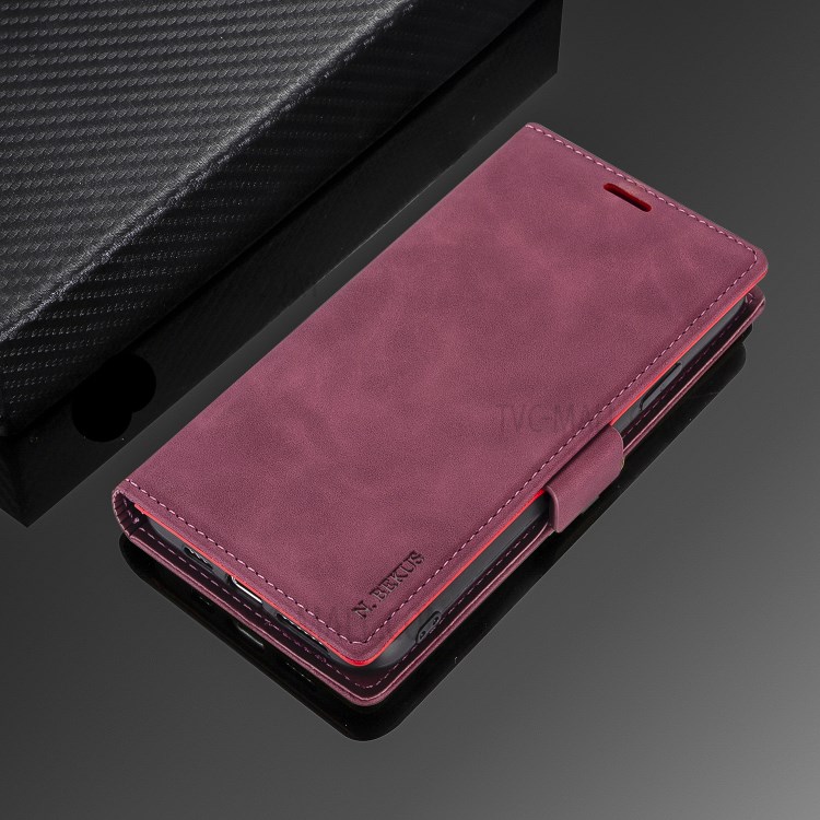 N.BEKUS for Huawei P smart 2021/Y7a PU Leather Wallet Phone Stand Case - Wine Red-10
