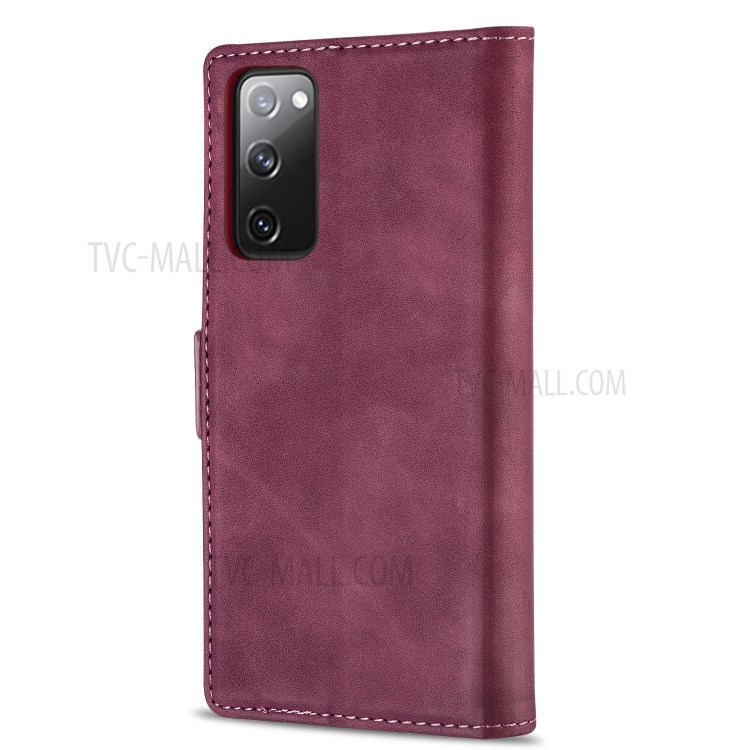 N.BEKUS for Huawei P smart 2021/Y7a PU Leather Wallet Phone Stand Case - Wine Red-2