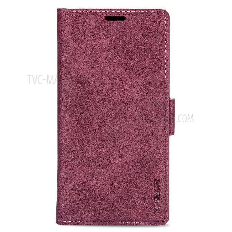 N.BEKUS for Huawei P smart 2021/Y7a PU Leather Wallet Phone Stand Case - Wine Red-3
