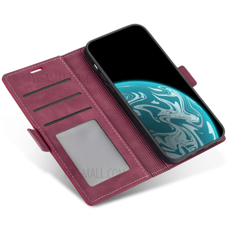 N.BEKUS for Huawei P smart 2021/Y7a PU Leather Wallet Phone Stand Case - Wine Red-7