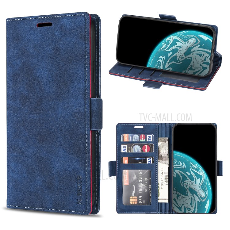 N.BEKUS for Huawei P smart 2021/Y7a PU Leather Wallet Phone Stand Case - Blue-1