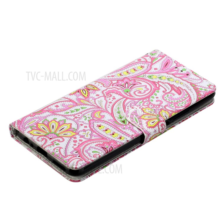 Embossed Patterned Wallet Stand TPU + PU Leather Phone Cover with Lanyard for Huawei P smart 2021/Y7a - Paisley Flower-5