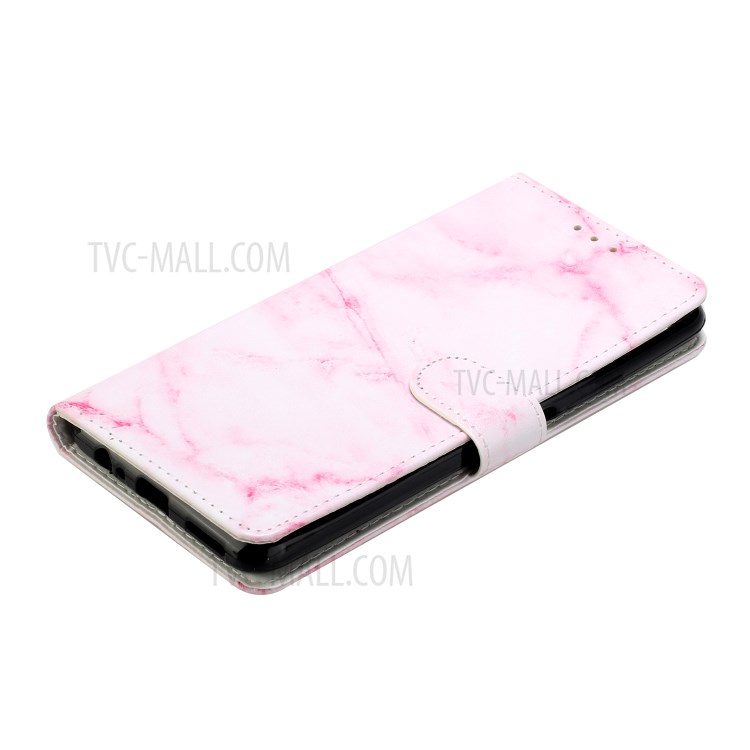Glossy Pattern Printing TPU + PU Leather Protection Cover for Huawei P smart 2021/Y7a - Pink Marble-5