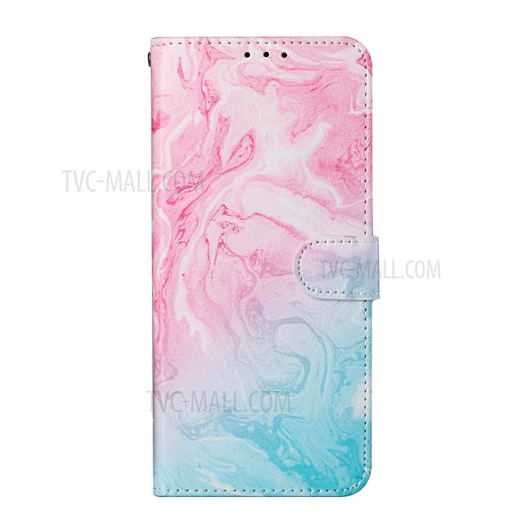 Glossy Pattern Printing TPU + PU Leather Protection Cover for Huawei P smart 2021/Y7a - Pink and Blue Lava Pattern-3