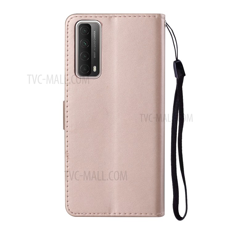 Solid Color Leather Protective Shell Stand Wallet Magnetic Closure Flip Case for Huawei P Smart 2021 / Huawei Y7a - Rose Gold-4