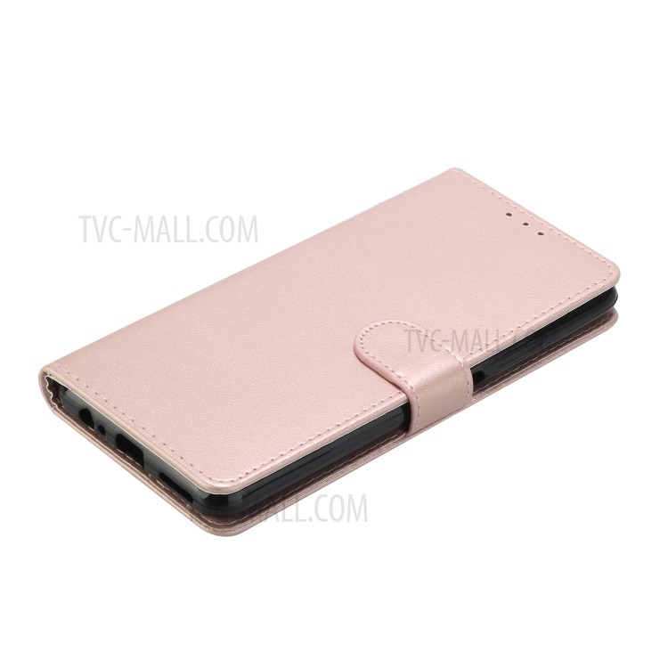 Solid Color Leather Protective Shell Stand Wallet Magnetic Closure Flip Case for Huawei P Smart 2021 / Huawei Y7a - Rose Gold-5