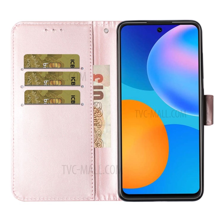 Solid Color Leather Protective Shell Stand Wallet Magnetic Closure Flip Case for Huawei P Smart 2021 / Huawei Y7a - Rose Gold-7