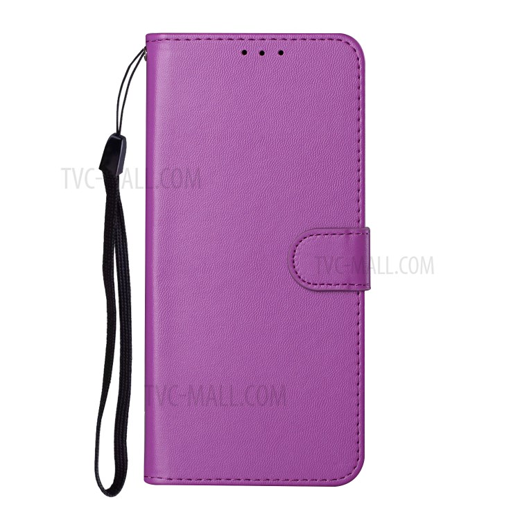 Solid Color Leather Protective Shell Stand Wallet Magnetic Closure Flip Case for Huawei P Smart 2021 / Huawei Y7a - Purple-3