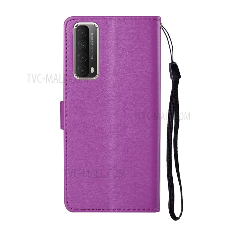 Solid Color Leather Protective Shell Stand Wallet Magnetic Closure Flip Case for Huawei P Smart 2021 / Huawei Y7a - Purple-4