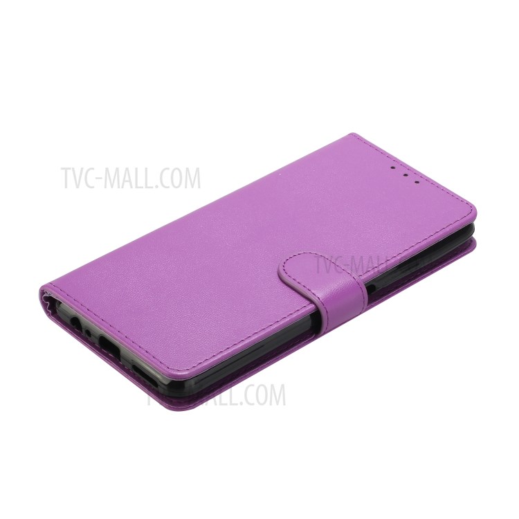 Solid Color Leather Protective Shell Stand Wallet Magnetic Closure Flip Case for Huawei P Smart 2021 / Huawei Y7a - Purple-5
