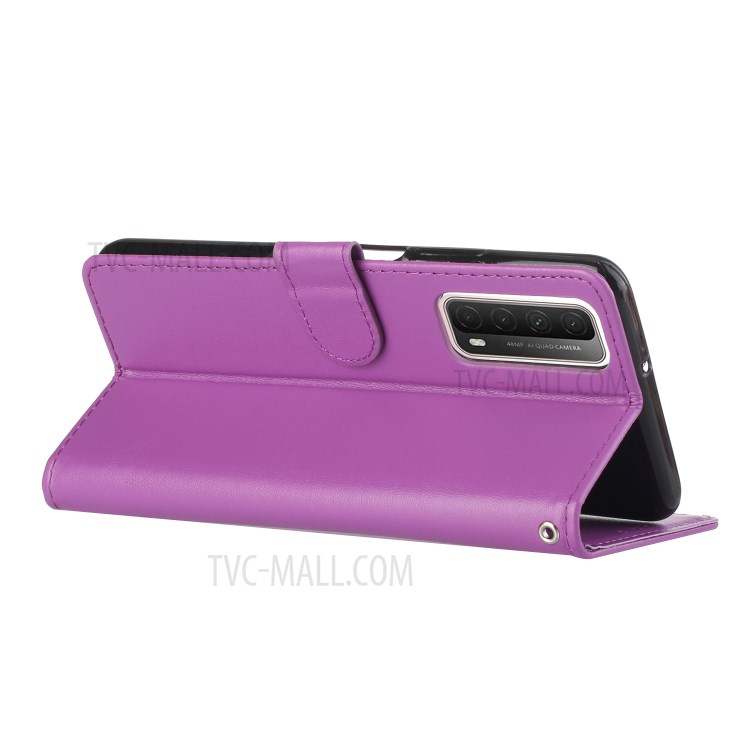 Solid Color Leather Protective Shell Stand Wallet Magnetic Closure Flip Case for Huawei P Smart 2021 / Huawei Y7a - Purple-6