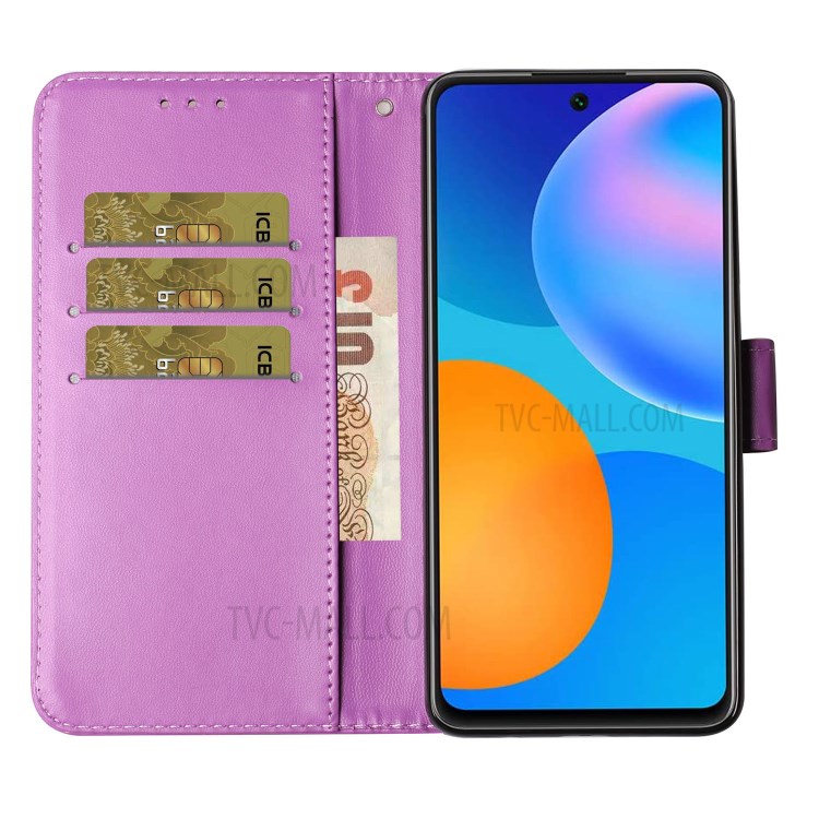 Solid Color Leather Protective Shell Stand Wallet Magnetic Closure Flip Case for Huawei P Smart 2021 / Huawei Y7a - Purple-7