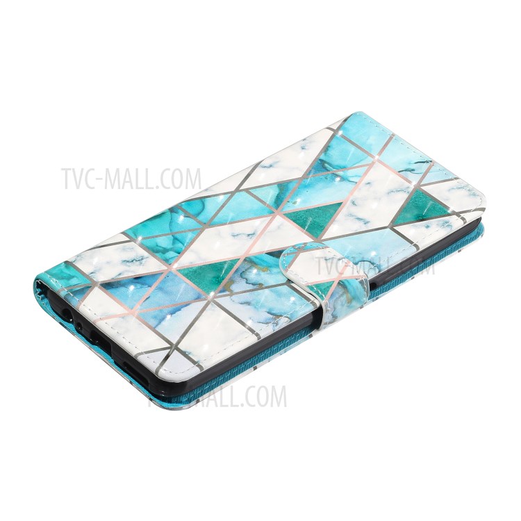 Wallet Stand 3D Pattern Printing TPU + PU Leather Phone Casing with Strap for Huawei P smart 2021/Y7a - Triangle-6