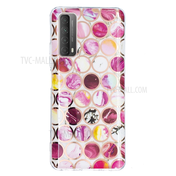 Splicing Marble Electroplating IMD TPU Phone Cover Shell for Huawei P smart 2021/Y7a - Circles-2