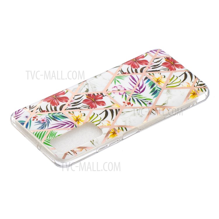 Splicing Marble Electroplating IMD TPU Phone Cover Shell for Huawei P smart 2021/Y7a - Rainforest-3