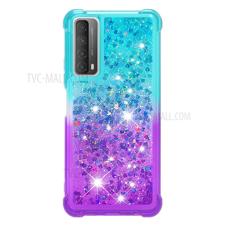 Glitter Glitter Randsand TPU Phone Protetive Shell Para Huawei P Smart 2021/y7a - Azul -céu/roxo-2