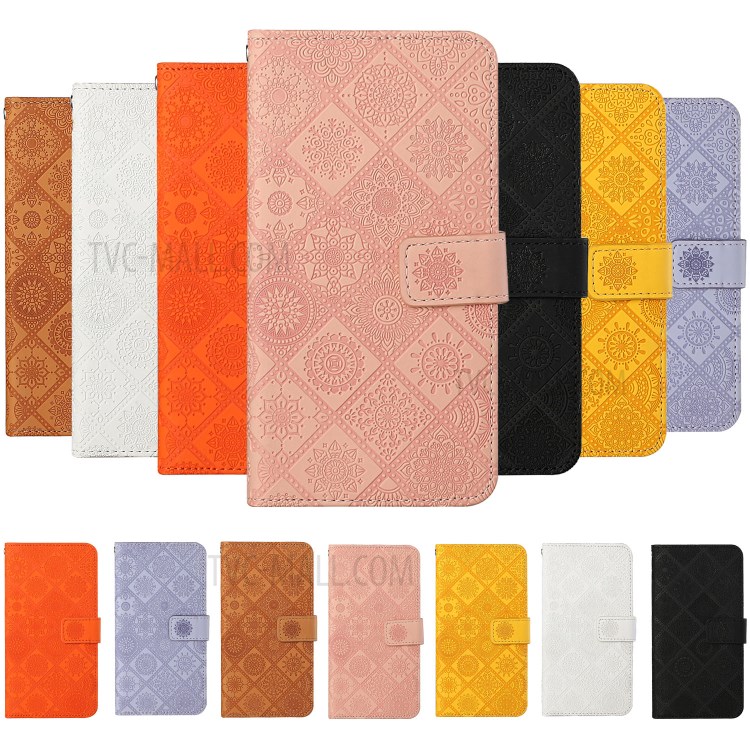 For Huawei P smart 2021/Y7a Imprinted Flower Wallet Leather Magnet Clasp Case with Strap - Pink-9