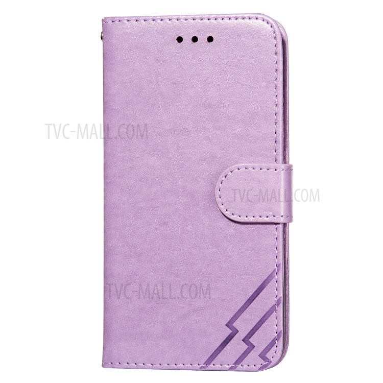 Full Protection Imprint Design Leather Wallet Stand Phone Cover Case for Huawei P smart 2021/Y7a - Purple-2