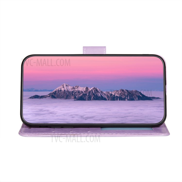 Full Protection Imprint Design Leather Wallet Stand Phone Cover Case for Huawei P smart 2021/Y7a - Purple-5