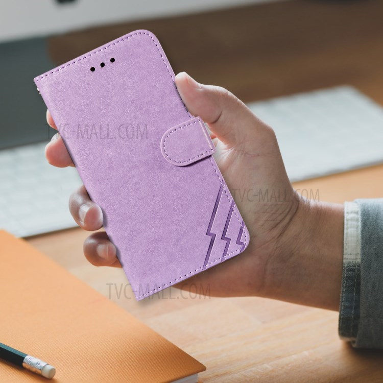 Full Protection Imprint Design Leather Wallet Stand Phone Cover Case for Huawei P smart 2021/Y7a - Purple-8