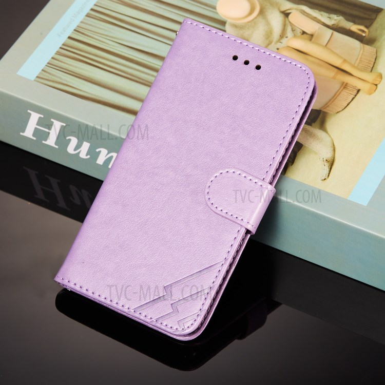 Full Protection Imprint Design Leather Wallet Stand Phone Cover Case for Huawei P smart 2021/Y7a - Purple-9