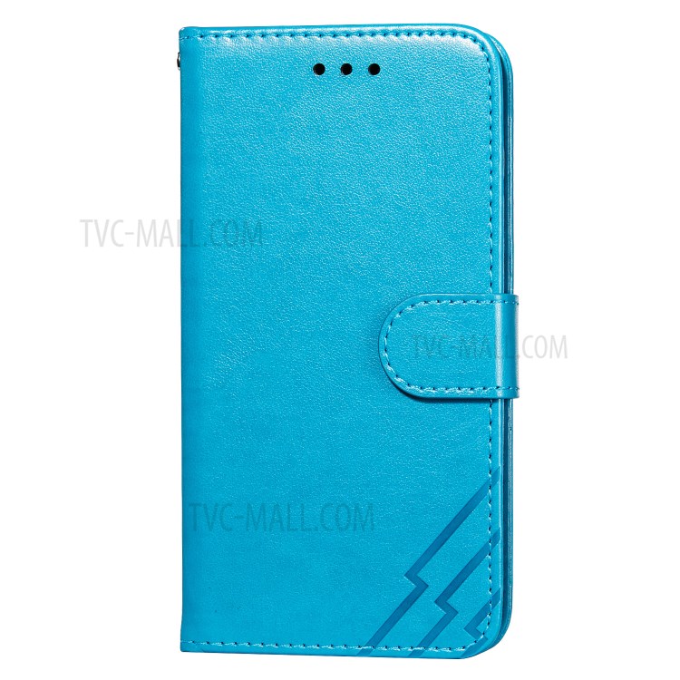 Full Protection Imprint Design Leather Wallet Stand Phone Cover Case for Huawei P smart 2021/Y7a - Blue-2