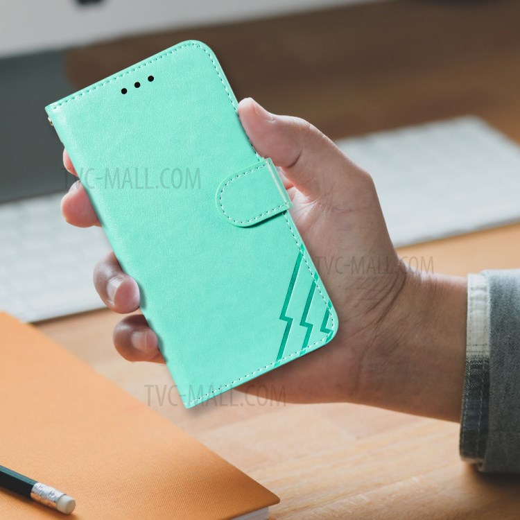 Full Protection Imprint Design Leather Wallet Stand Phone Cover Case for Huawei P smart 2021/Y7a - Green-8
